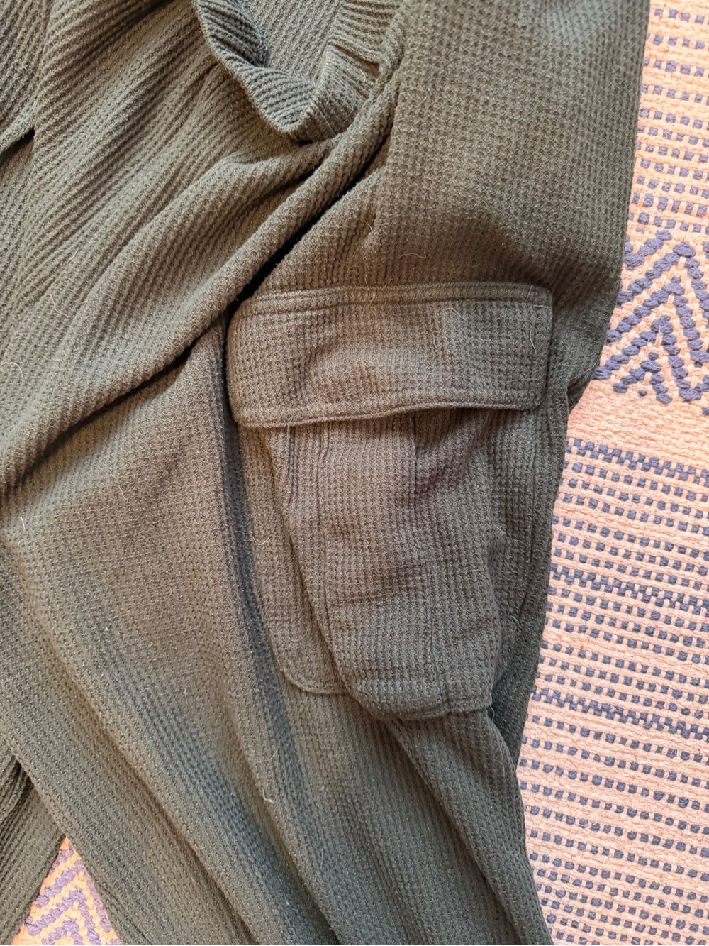 Aerie pajama set: Dark Green Ribbed Wrap Top & Cargo Joggers Set - Picture 5 of 5